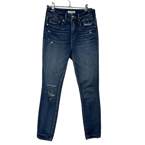 Good American Good Legs Crop High Rise Skinny Distressed Blue 377 BLUEST7 SZ 25 - Picture 1 of 12